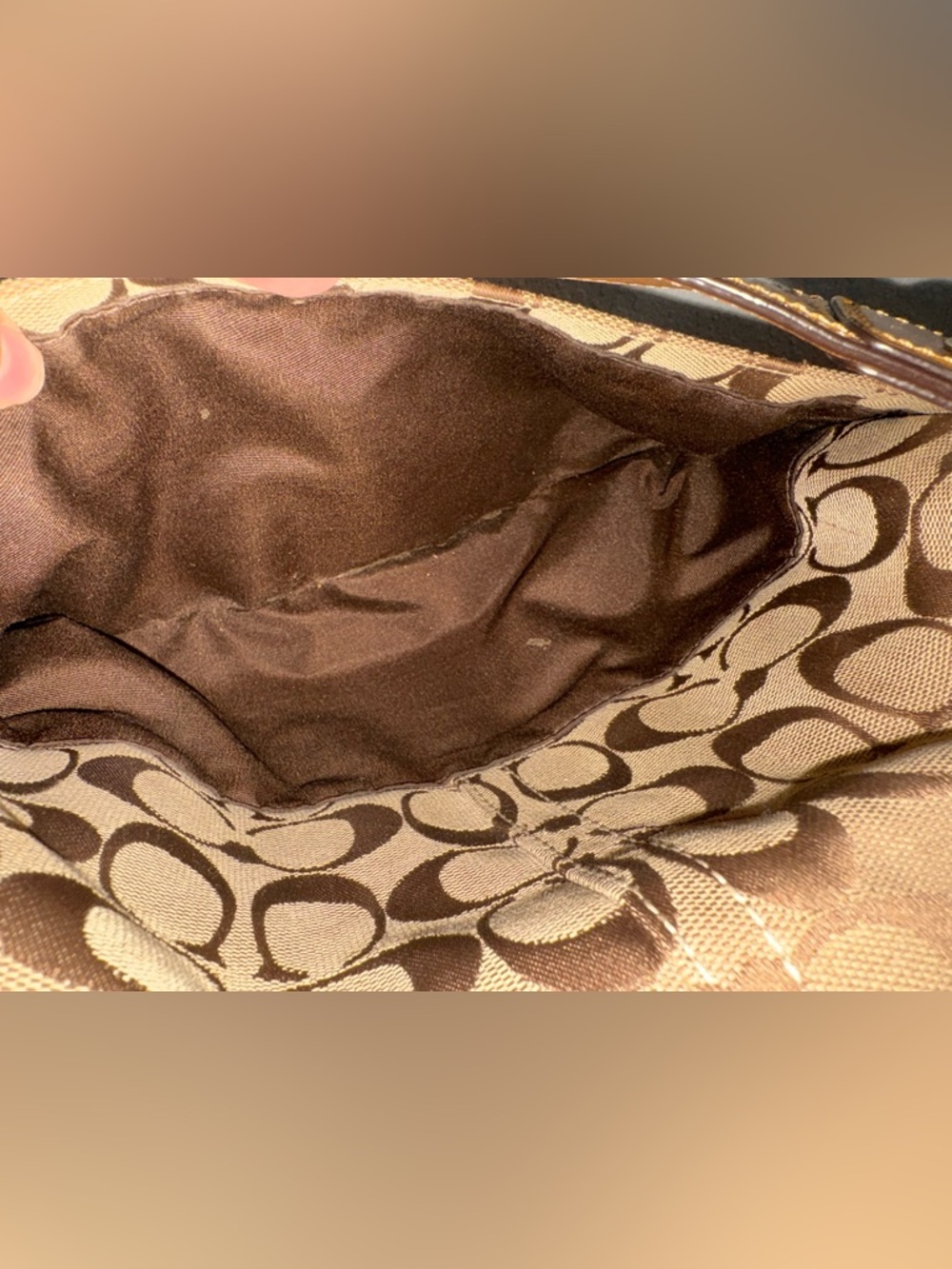 Coach Khaki Signature Canvas Shoulder Bag with Tan Buckle - Picture 9 of 9